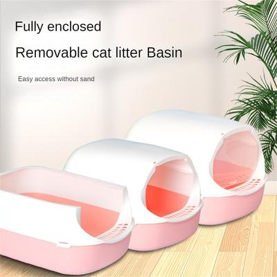Cat Toilet With Spoon Closed Sandbox Fully Enclosed Pet Litter Box Pet Accessories Cat Excrement Basin Splash Proof Clean Basin