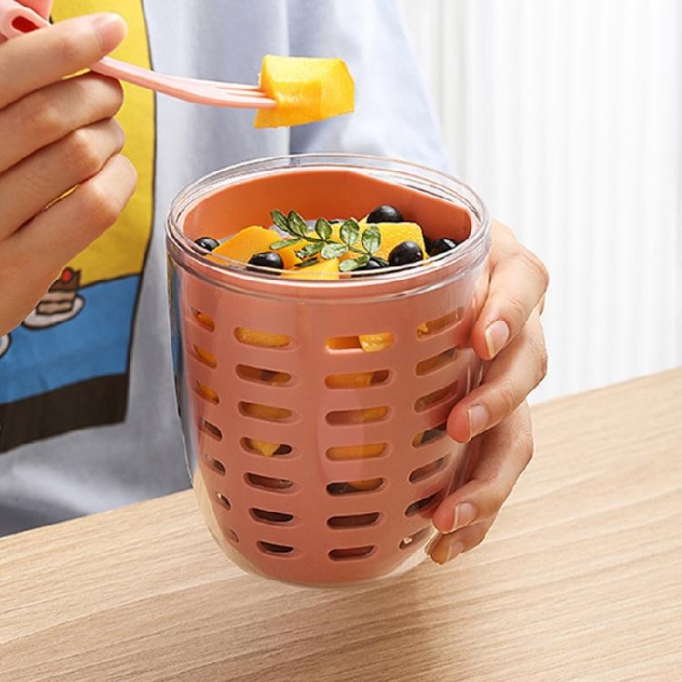 Single 600ml Salad Bowl with Detachable Fork Strainers Basket Kitchen Supplies