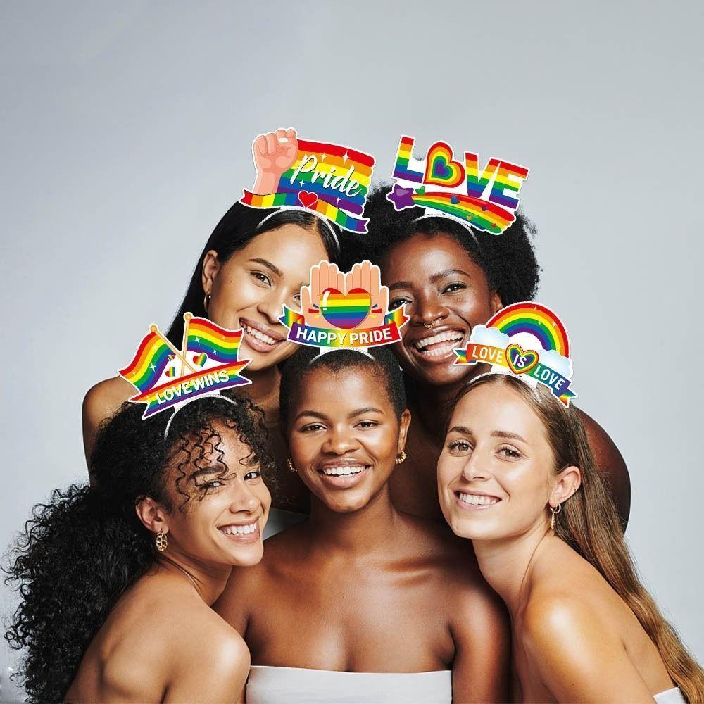 6pcs DIY Hairpin Rainbow Striped Hair Hoop Rainbow Festival Pride Month Hair Bands  Hair Accessories