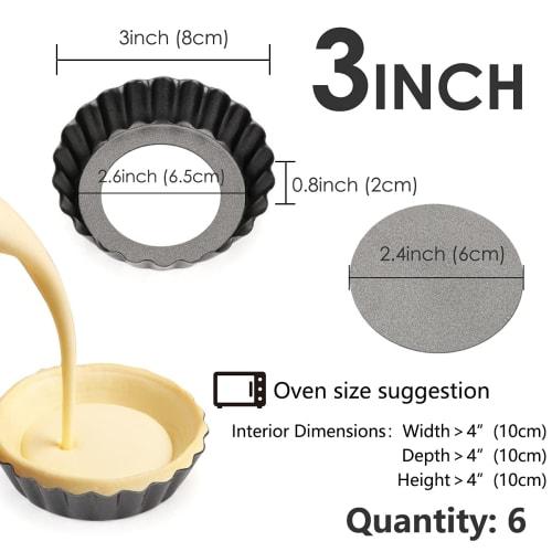 Cyimi Egg Tart Pans, 6-Piece 3-Inch Mini Tart Pans with Removable Bottoms, Cupcake Cake Pans, Muffin Pans, Baking Tools, Reusable Quiche Bakeware, Car
