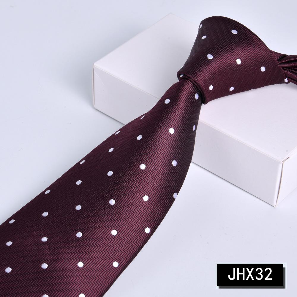 Men's Burgundy Striped Jacquard Formal Business Tie, 8cm Handmade Tie Decoration