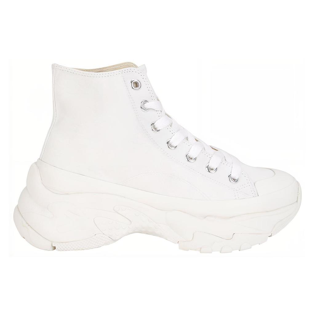 New MLB Chunky Anti Slip And Wear Resistant Breathable High Top Canvas Shoes Unisex White 32SHU1011-50I