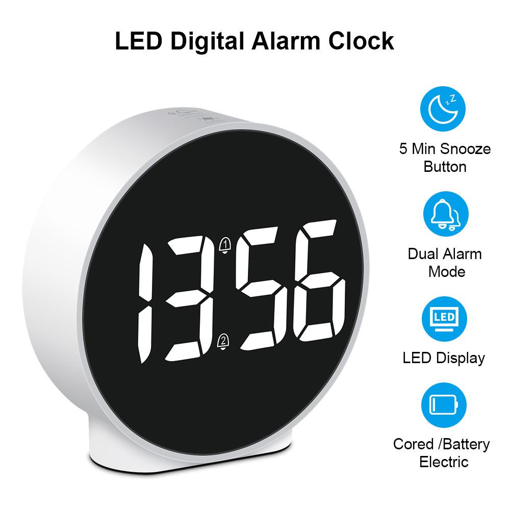 LED Digital Alarm Clock Table Clock Snooze Night Mode 12/24H Electronic LED Clocks Dual Alarm Bedroom Beside Clock Home Decor