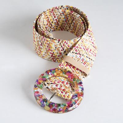 Boho Belt Women's Braided Non-supported Pp Grass Belt Natural Vacation Wide Women's Belt