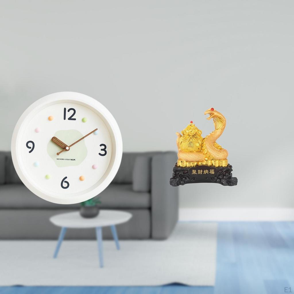 Contemporary Round Wall Clock with Large Numerals And Snake Sculpture Art Decor for Home Office
