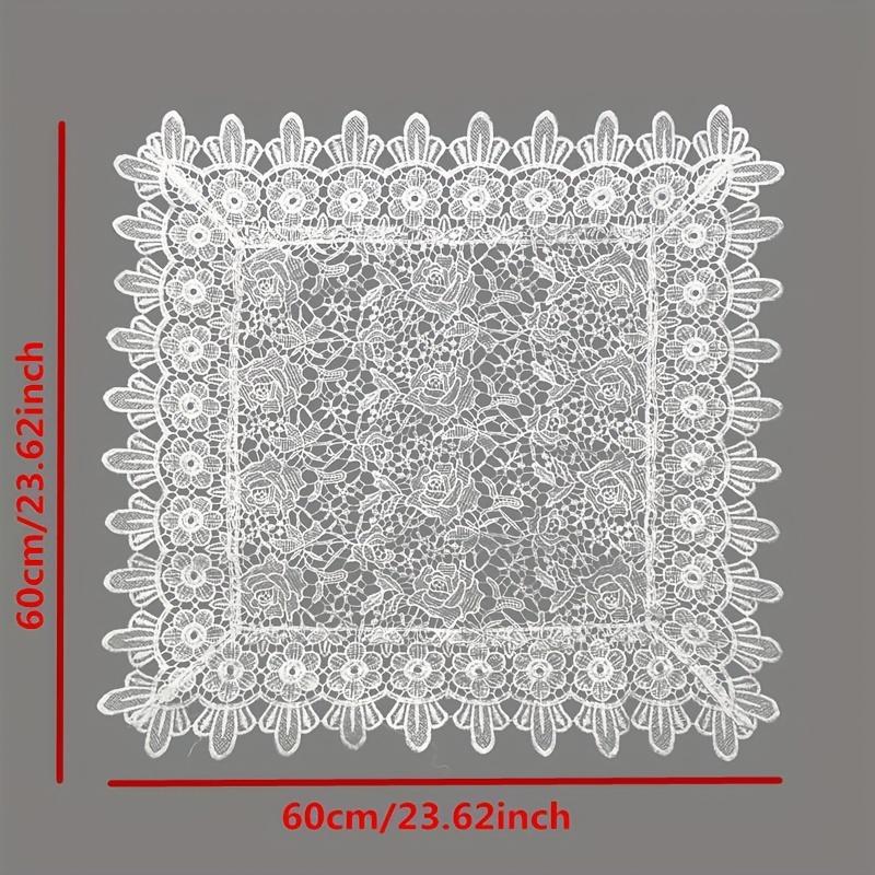 

Элегантная водорастворимая белая кружевная скатерть с вышивкой, чайные скатерти, коврик для стола, свадебная скатерть, кухонная посуда, вечерние рождественские украшения 60cm x 60cm