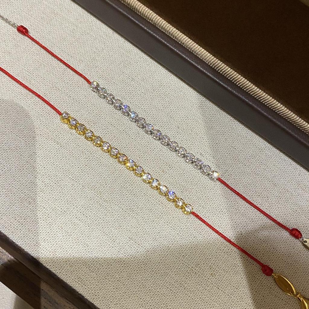 Bubble Diamond S925 Silver Red String Bracelet with 5A High Carbon Diamonds - Year of the Horse Jewelry for Women