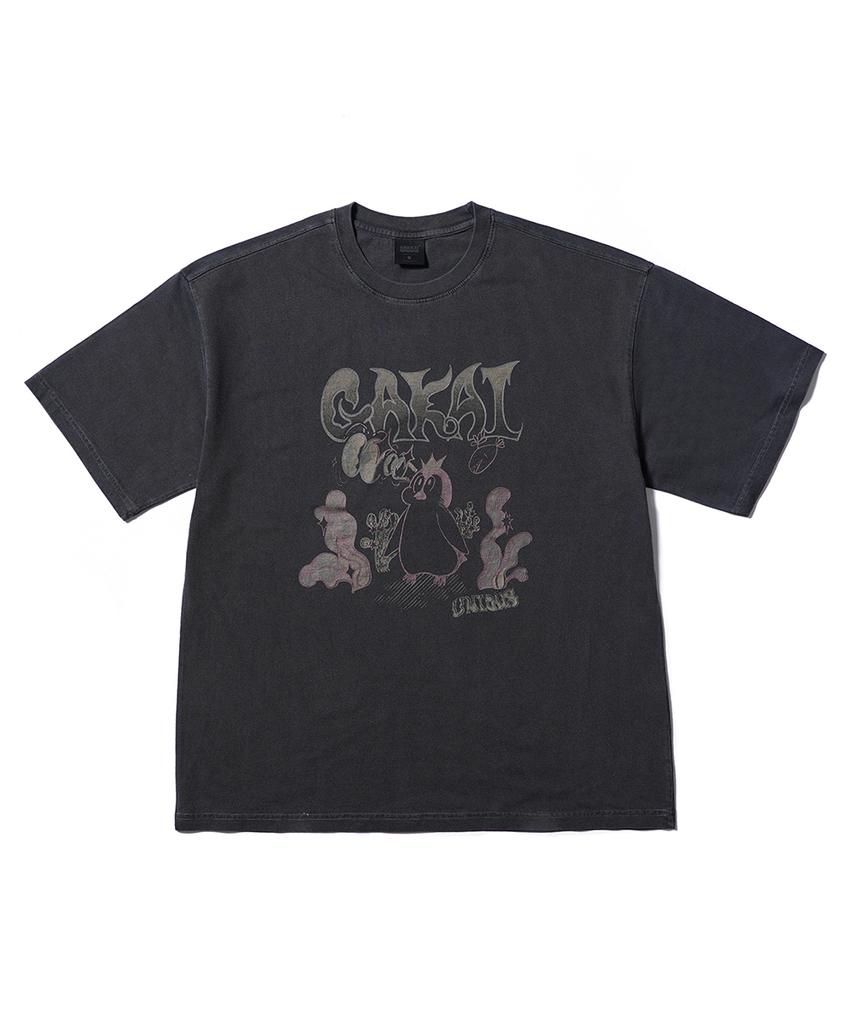 GAKKAI UNIONS Hidden Catch Pigment Short Sleeve T-Shirt Charcoal