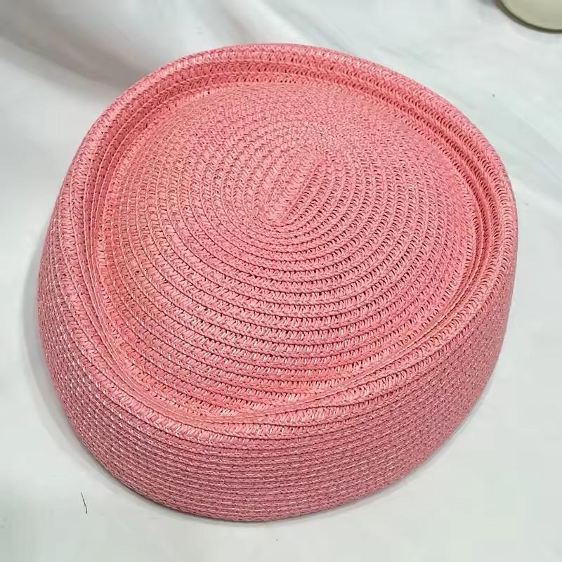 2026 Summer Paper Straw Uniform Party Stewardess Teardrop Hat for Women Hostess Fashion Pillbox Hat Vintage Painter Berets Hat