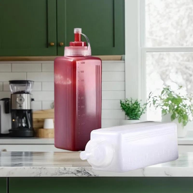 1PC600 800 1000ML Squeeze Sauce Bottles Condiment Dispenser Large Mouth Dustproof Kitchen Seasoning Salad Sauce Olive Oil Bottle