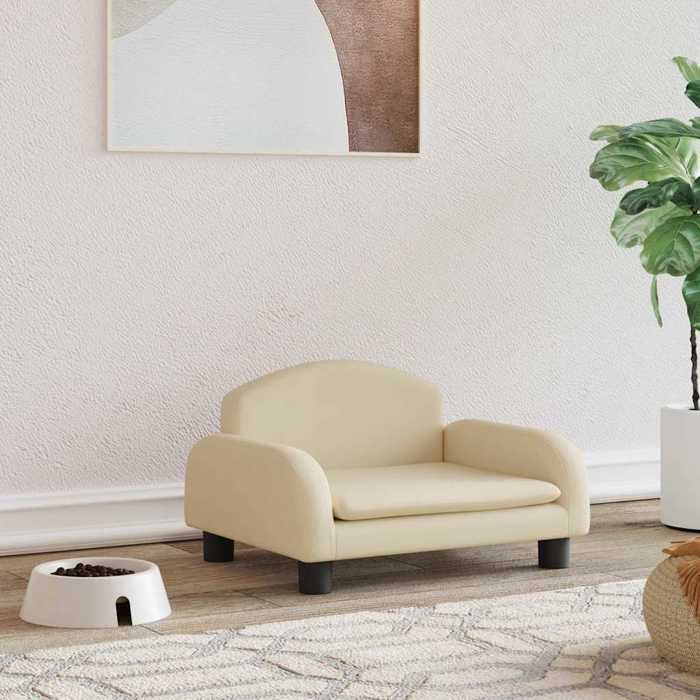 VidaXL Lit pour Chien, Canapé pour Animaux de Compagnie avec Cadre en Bois, Panier pour Chiots Maison Intérieur, Crème 171970