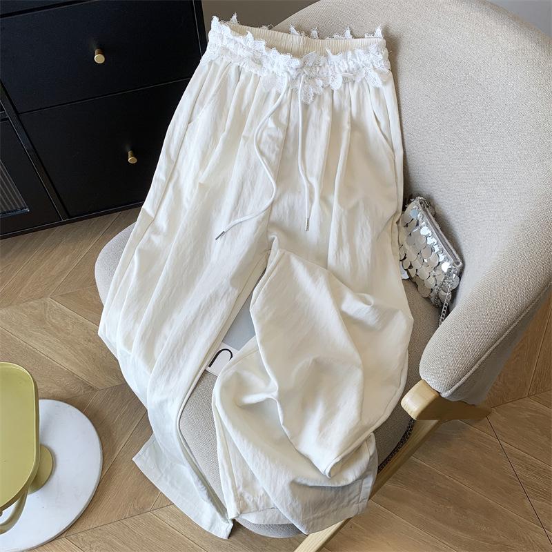 2025 Spring French High-Waist Lace Wide-Leg Casual Floor-Length Pants