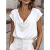 Womens Cowl Neck Short Sleeve Blouse
