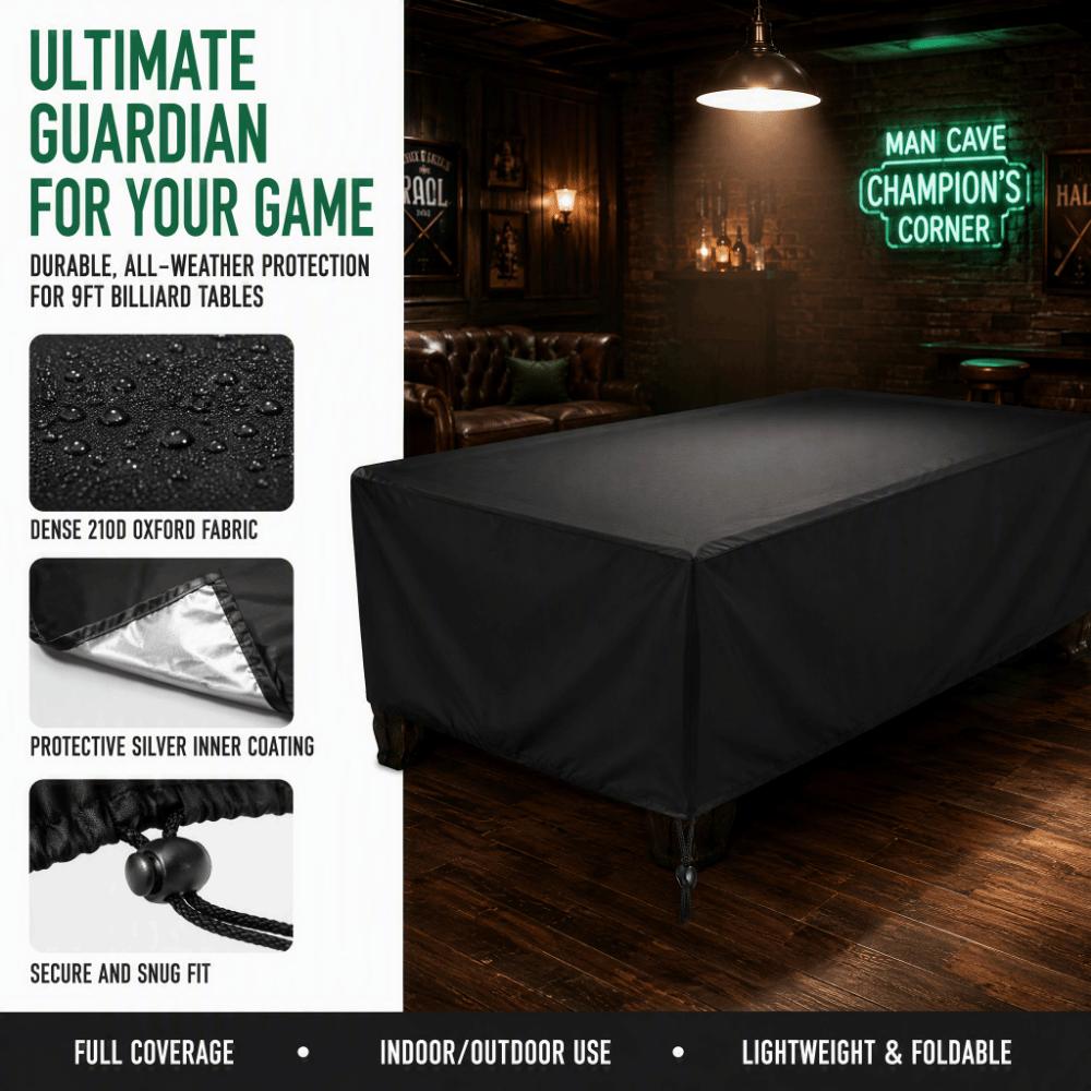 Funda para Mesa de Billar de 9 pies Color Negro Funda Completa para Mesa de Pool Sala de Billar en Casa