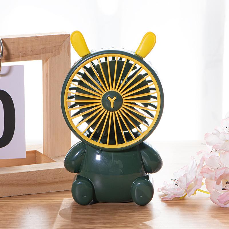 

Creative Cartoon Rabbit Mini USB Desk Fan - Portable and Rechargeable for Dorm or Outdoors Color Box + USB Charging Cable
