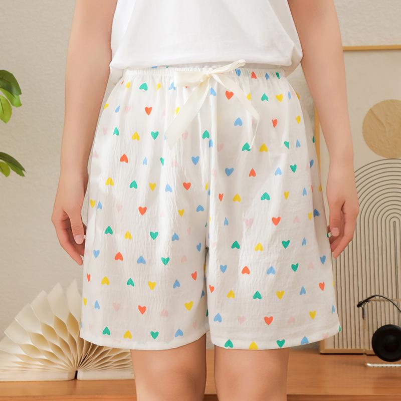 Home pants cartoon beach pants pajama pants cloud cotton shorts loose and thin casual summer can be worn outside the new high waist