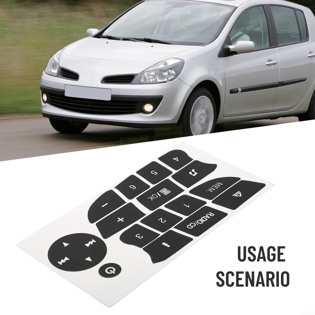 Passgenauer Reparaturaufkleber für Renault-Knöpfe Schwarzer Überzug mit weißer Schrift