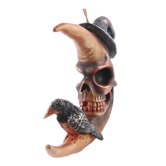 

Хэллоуин Луна Украшение Ворон на Луне Орнамент Готическое Лицо Черепа Луна