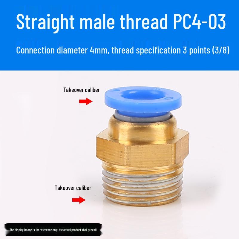 Luftröhre Pneumatischer Schnellverbinder PC8-02, Kupfer Außengewinde, Gerader Schnellsteckverbinder PC10-03/12-04.