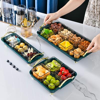 Plastic Compartment Fruit Plate with Lid Commercial Bar Snack Plate Household Living Room Candy Snack Fruit Dried Fruit Plate