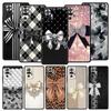 Phone Case Cover for Redmi 14C 10C Note 15 14 13 12 10 11 Pro Plus K40 5G Soft TPU Fundas Shell Black Bowknot Faux Pearl Painted