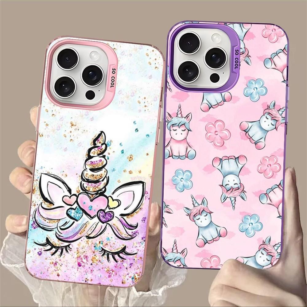Unicorn cartoon Phone Case For iPhone 16 15 14 13 12 11 Pro Max X XR XSMAX 8 7 Plus Matte Shockproof Back Cover