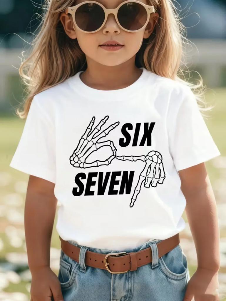 2026 67t Childrens Fun Number Summer ShortSleeve TShirt Cotton Loose and Comfortable Top Street Fashion Casual Stylish