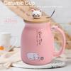 1Pc Lovely Cat Ceramic Cup with Spoon and Lid  Coffee Water Milk Mug for Drinkware Gift