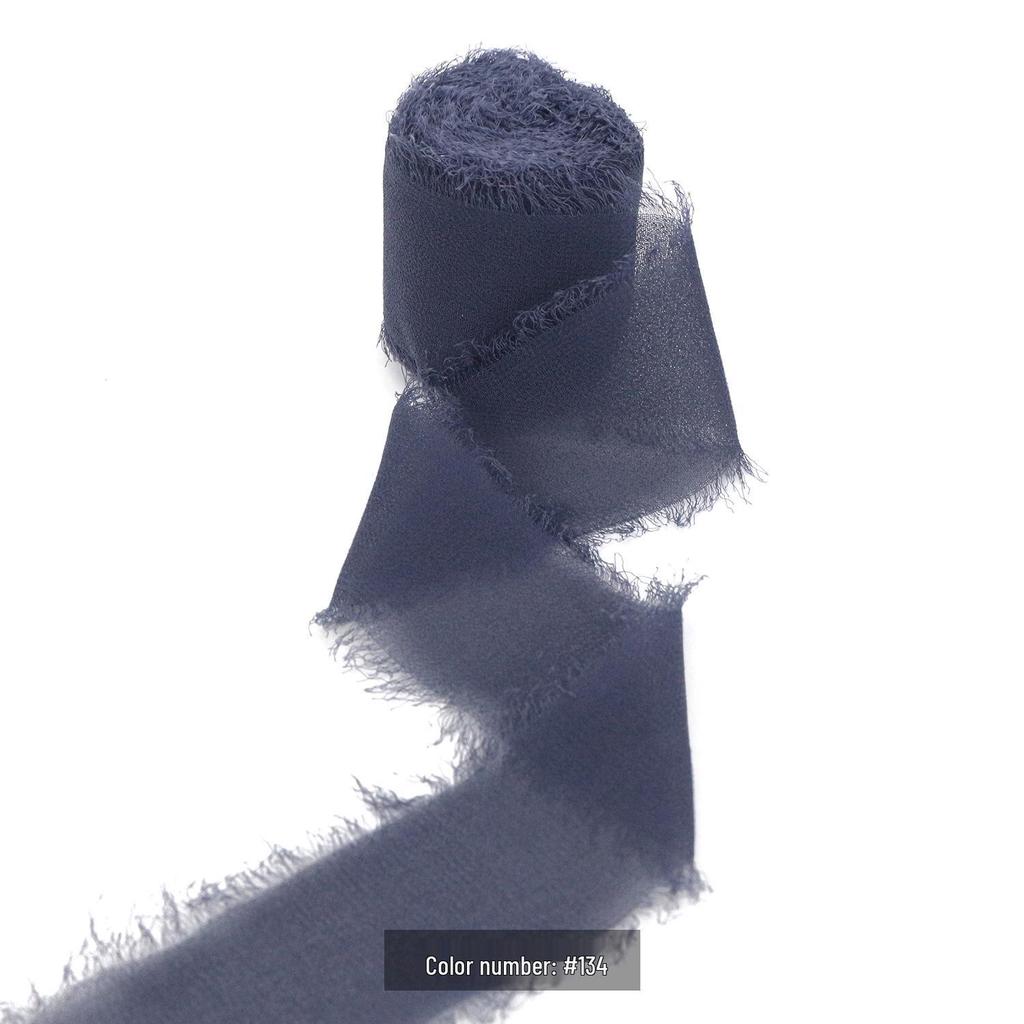 Handmade Pearl Chiffon Ribbon with Frayed Edges for Wedding Bouquets