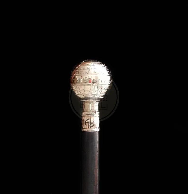 

walking stick brass silver world globe Walking stick cane father day mother day