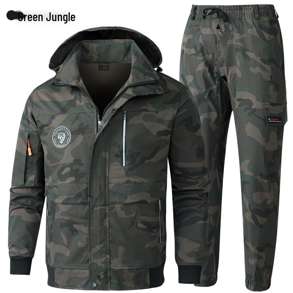 

Men s Waterproof Camouflage Workwear Set - Durable, Multi-pocket, Outdoor Training & Labor Protection Clothing for Spring and Autumn 165 for 45kg-55kg