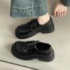 British style thick heel high heel small leather shoes women's summer fashion retro lace-up skirt single shoes thick sole shallow mouth loafers
