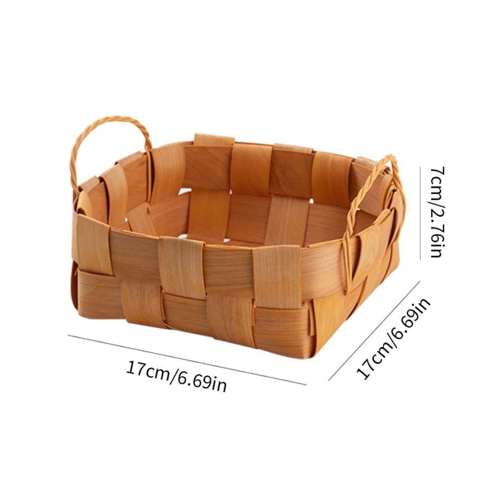 Wood Chip Hand Woven Basket Bread Basket Fruit Vegetables Egg Storage Baskets Flowers Basket Picnic Container Kitchen Storage