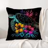 Hawaiian Turtle Cushion Cover Natural Linen Organic Fabric Double-Sided Printing Sofa Home Decor Gift Pillow Cover