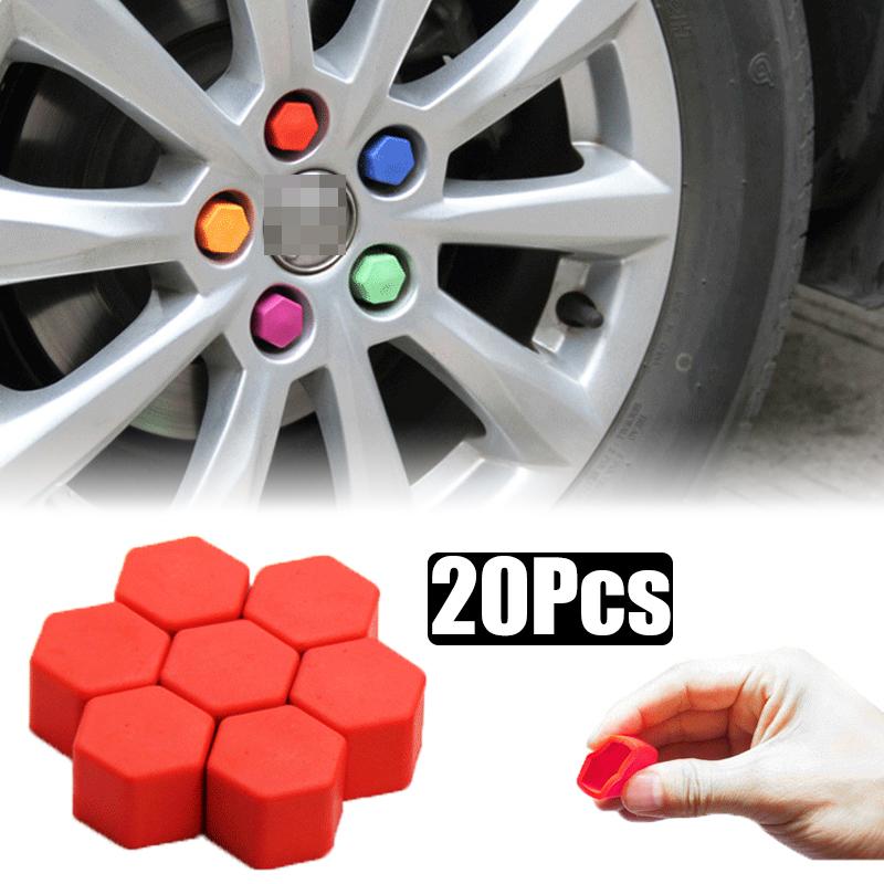 20pcs Silicone Car Tyre Wheel Hub Covers Protection Caps Wheel Hub Screw Protector Dust Proof Bolt Car Accessories 19mm/21mm