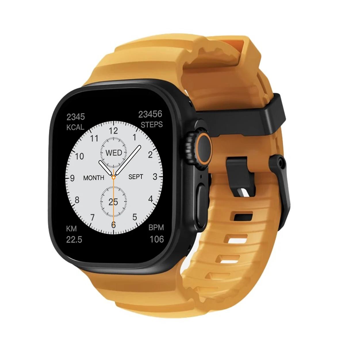 

NEW Sport Silicone Band For Apple Watch Ultra 3 11 10 9 8 7 6 SE3 Titanium Metal Bracelet Strap For iWatch 42mm 44 45 46mm 49mm 42 44 45MM