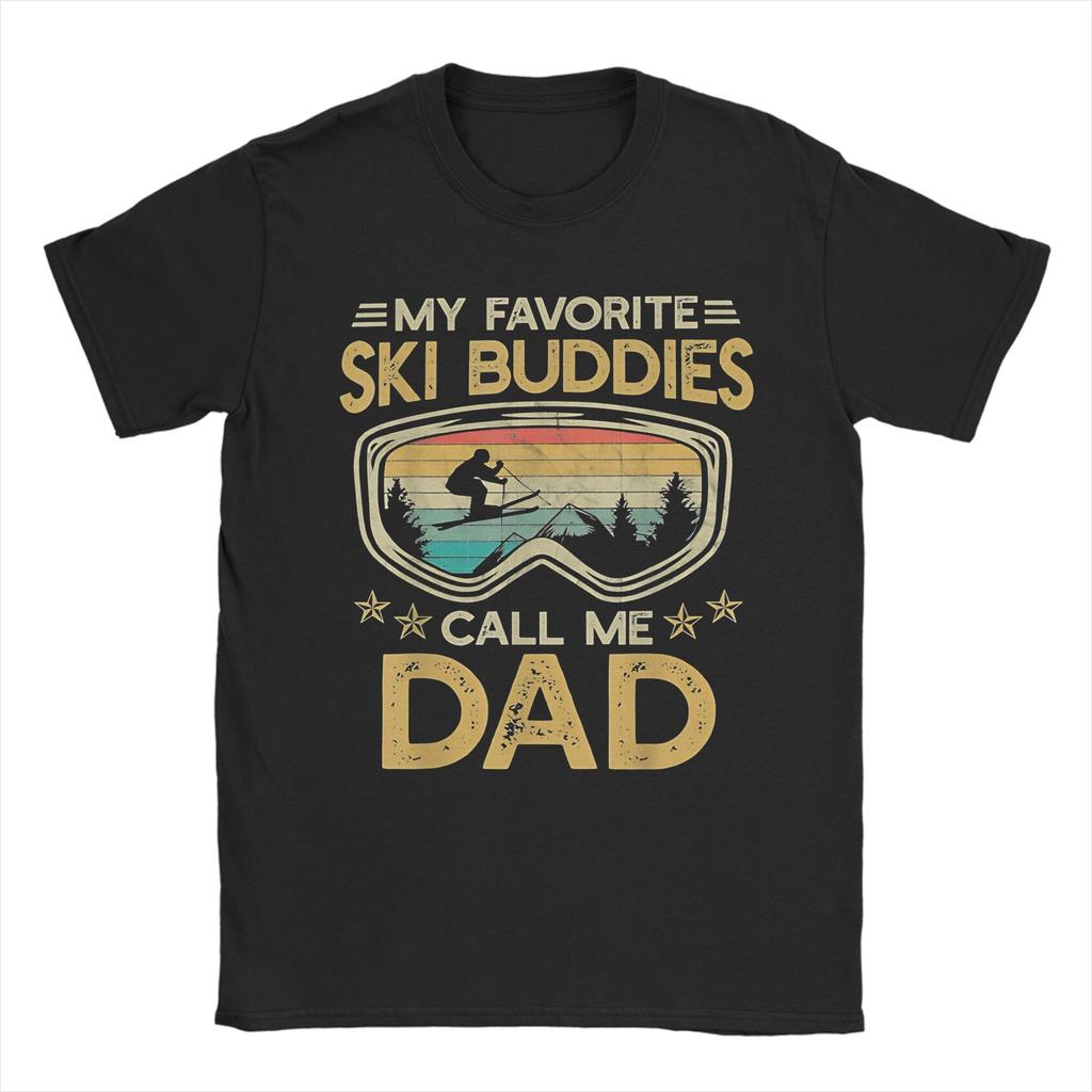 Ski Dad Funny Cute Winter Skiing TShirt Beach  100 Cotton T Shirts For Mens Fashion Design Shirt ShortSleeved Y2K Fun Top Tees