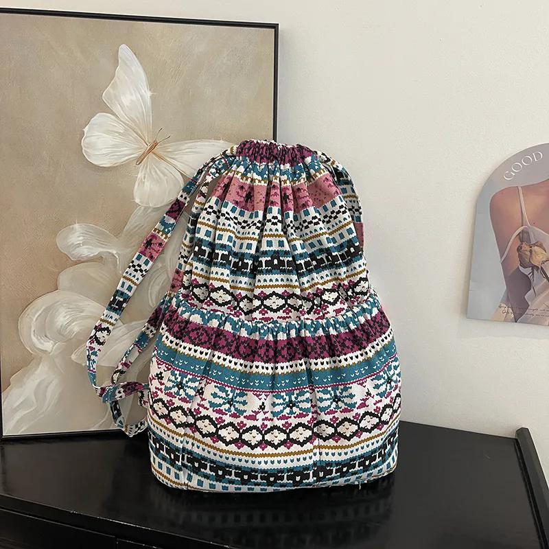 WTEMPO Retro Elegant Versatile Printed Backpack Outdoor Sports Bags Large Capacity Lightweight Travel Backpack Fitness Bags Yoga Bags