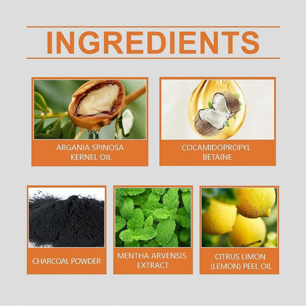 Men Charcoal Oil Removal Shampoo Charcoal Anti-Dandruff Fluffy Refreshing Non-Greasy Hair Treatment