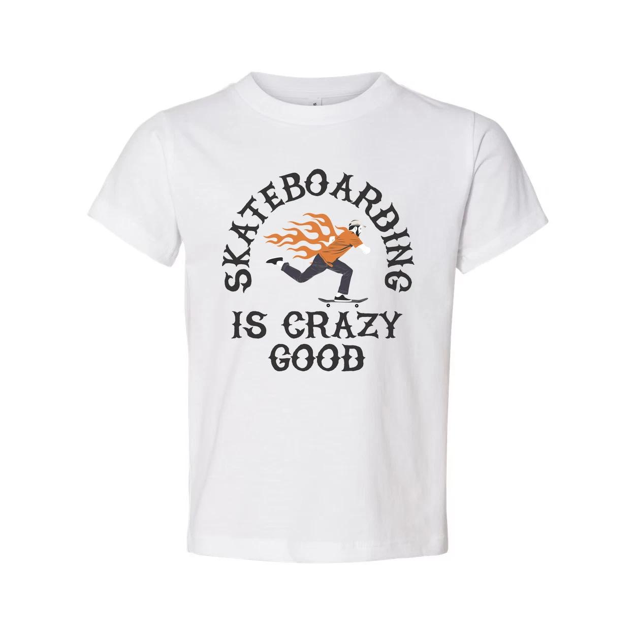 

Unisex Skateboarding Graphic T Shirt With Flaming Skater Illustration And Is Cra 3XL