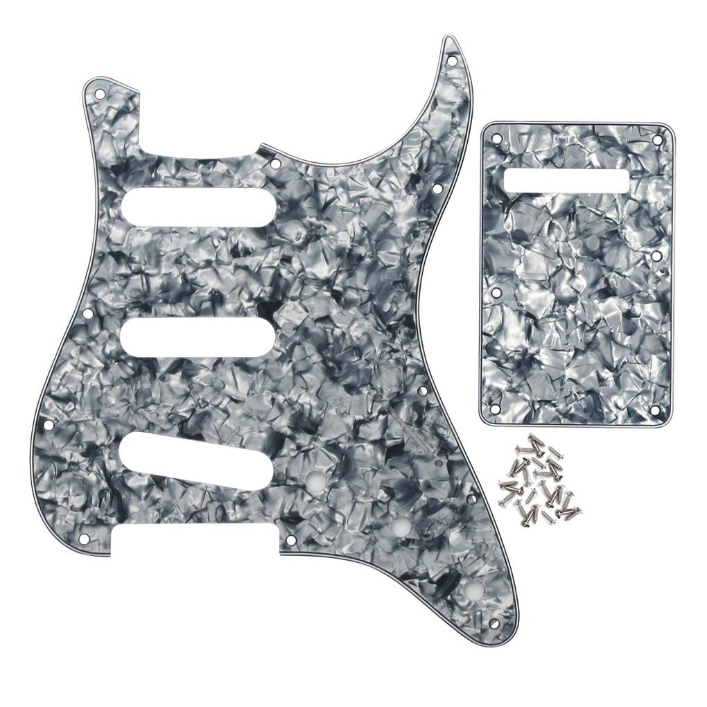 FLEOR Set of 11 Hole ST Guitar Pickguard SSS Scratch Plate Back Plate & Screws for Electric Guitar Parts