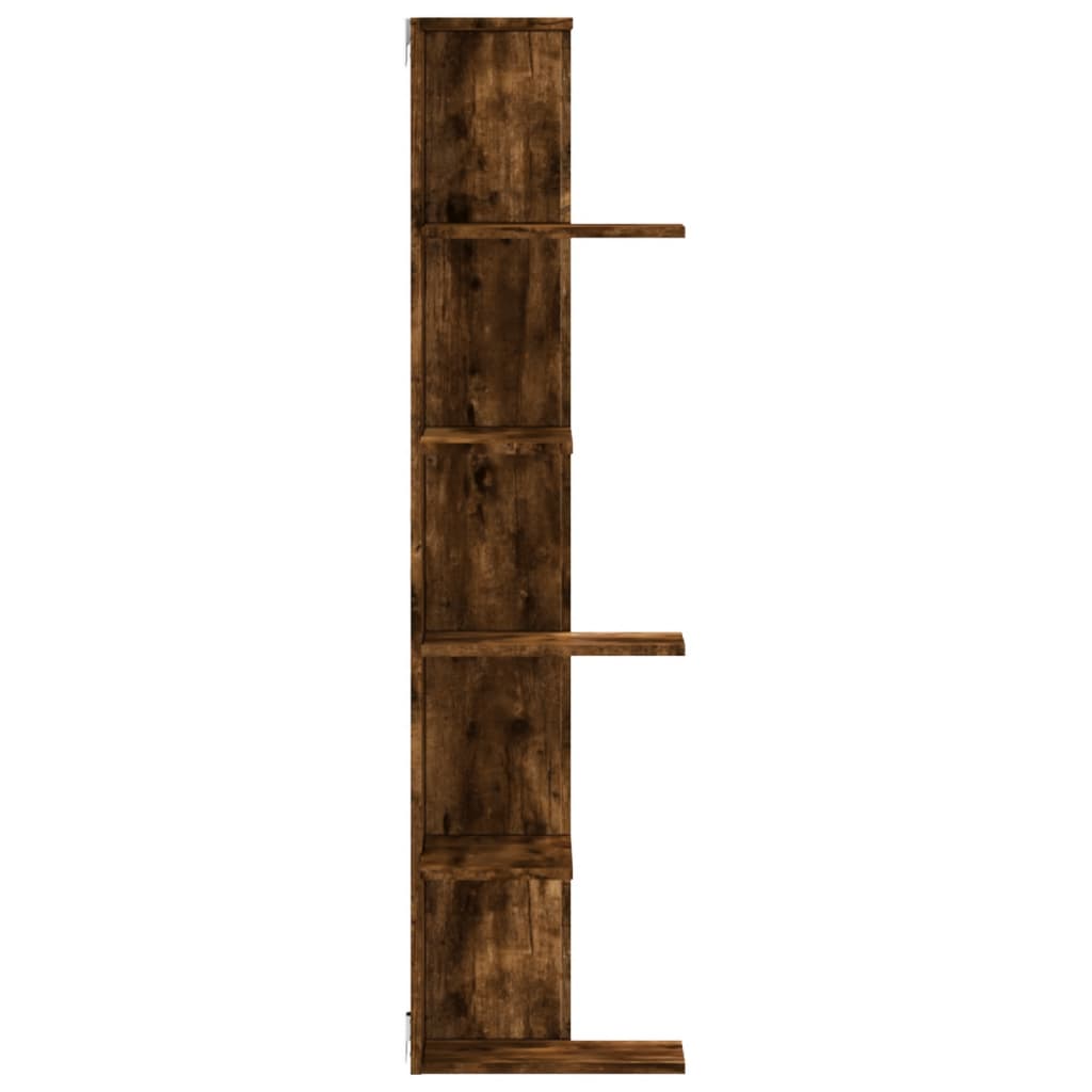 Wall Mounted Corner Shelf Smoked Oak 36.5 x 36.5 x 140 cm Particleboard