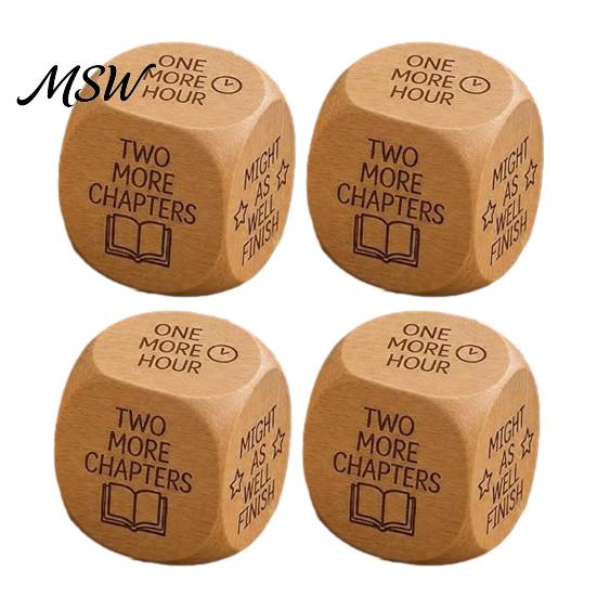 Natural Wood Reading Gift Wooden Decision Dice, 6-Sided Engraved Quotes Prompt, Library Habit Organizer Charm, Fun Companion Book Lover Dice