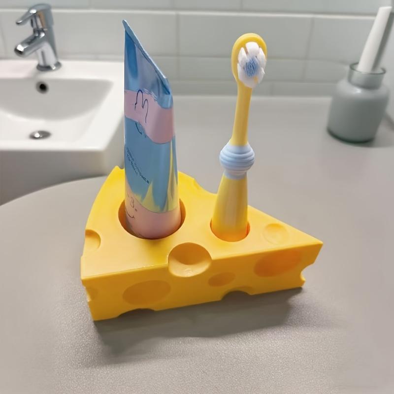 Creative Cute Funny Cheese Toothbrush Holder, Toothpaste Storage Rack,Suitable for Christmas, Halloween Gift Decoration