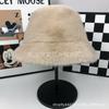 Bucket hat women's autumn and winter thickened warm imitation mink hair big head circumference shows small face holiday style fashionable versatile p
