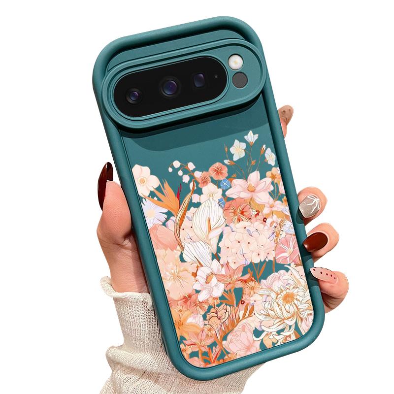 Hydrangea Peony Flower Pattern Case For Google Pixel 10 Pro XL Shockproof Bumper Silicone Cover For Pixel 9A 9 8 7 Pro 8A 7A