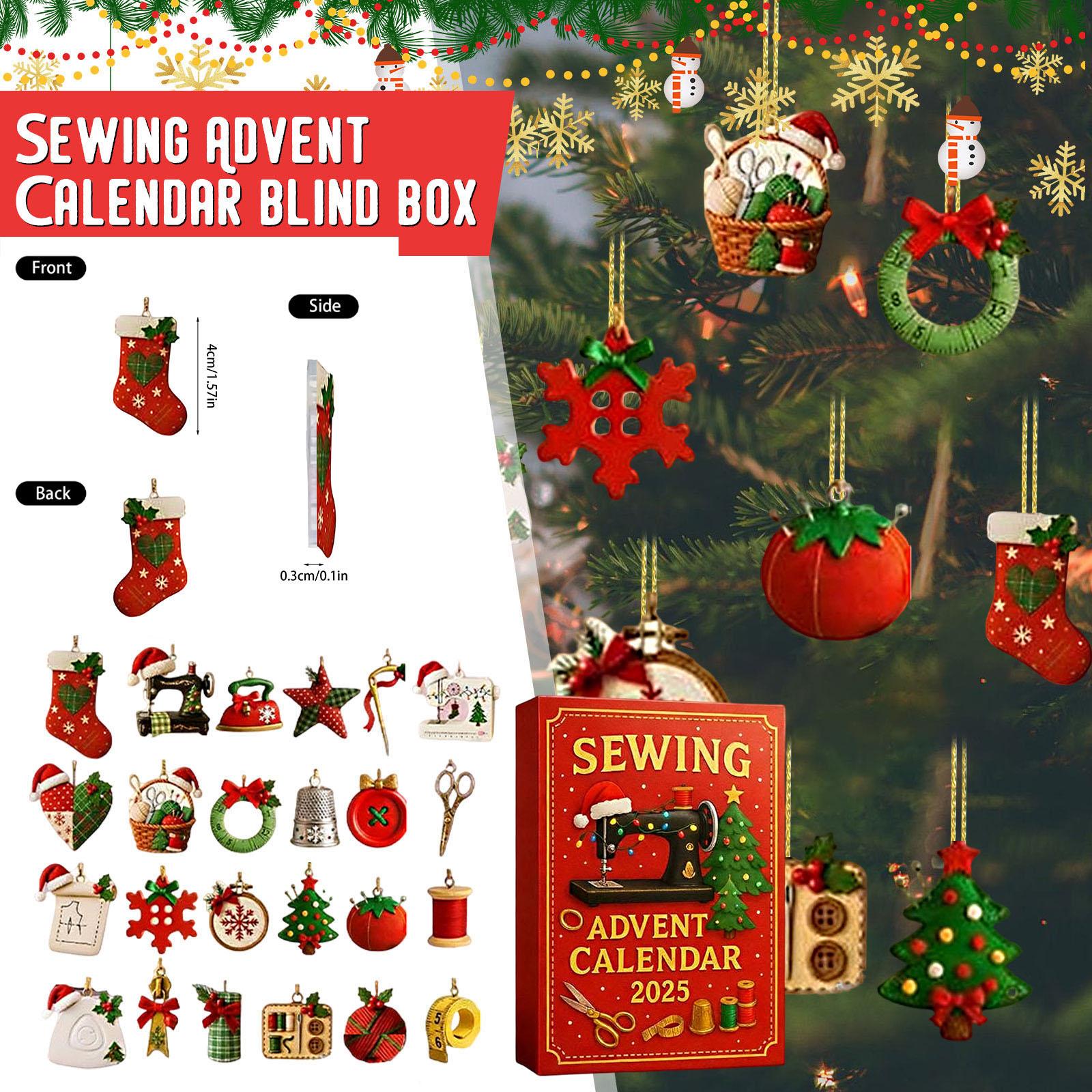 

Рождественский Адвент-календарь Швейная тематика 2D Плоский 24 шт Коробка в виде самолета Слепая коробка Праздничный декор Обратный отсчет Рождественский подарок One Size