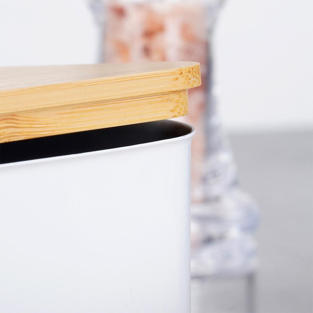 White Steel Bamboo Butter Dish Kitchen Container for Butter