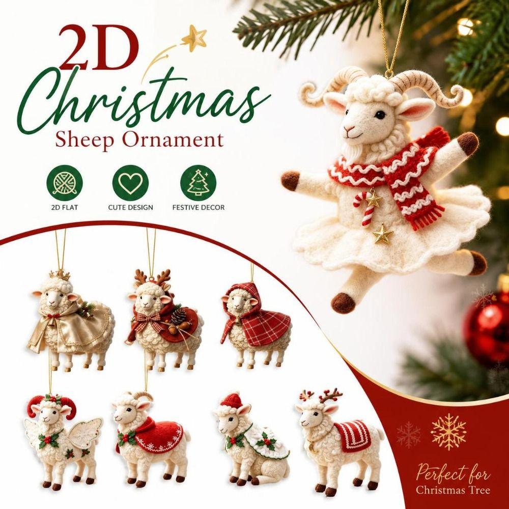 Cartoon Christmas Tree Ornament Hanging Pendant Holiday Decor Durable Sheep Ornament Home