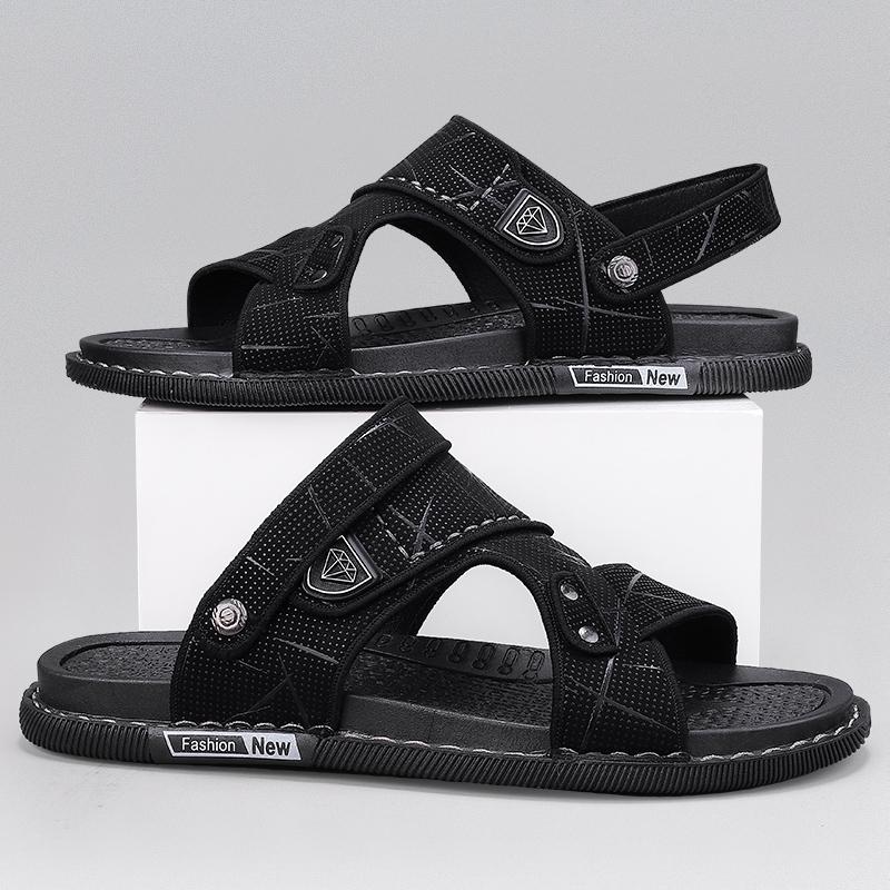 Модные мужские сандалии Модные летние новые шлепанцы Кожаные повседневные сандалии — фото 6
